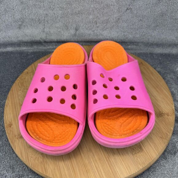 Crocs Foam Slide Sandals Shoes Womens Size 10 Pink Orange Comfort Pool Shower - Picture 3 of 9